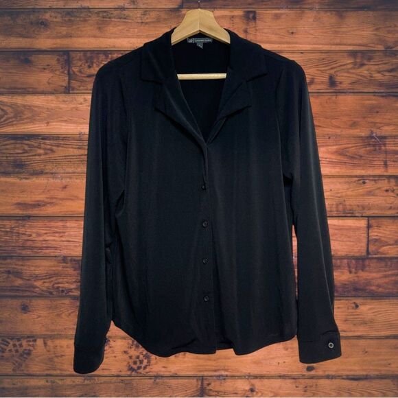 Adrianna Papell Black Button Front Traveler Cardigan Small - Picture 1 of 6